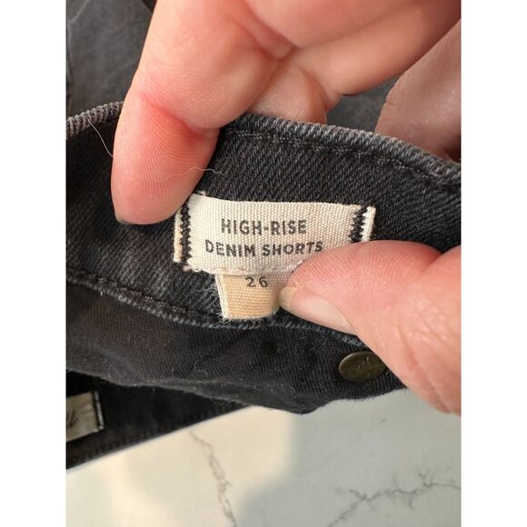 Madewell High Rise Denim Shorts Raw Hem Black Size 2 - Picture 3 of 6